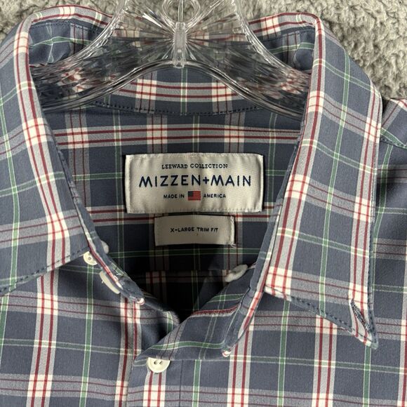 Mizzen+Main Leeward Shirt Extra Large XL Trim Fit Performance Plaid Button Up - Picture 2 of 7